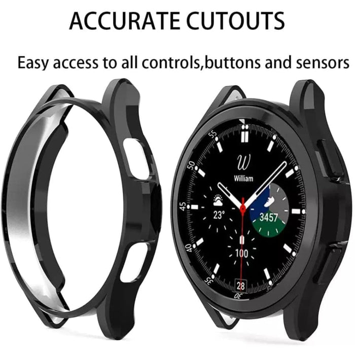 Black protective case for Samsung Galaxy Watch Gear S3, designed to shield and enhance the smartwatch.