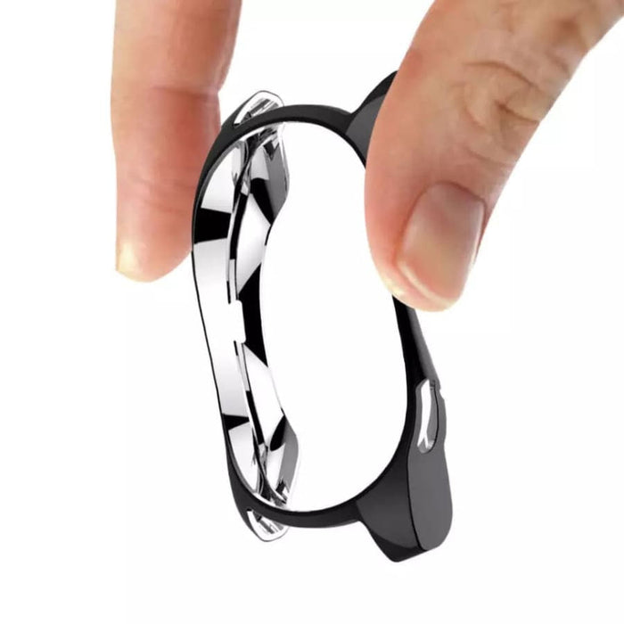 Black protective case for Samsung Galaxy Watch Gear S3, featuring a hand ring for secure fit and added protection.