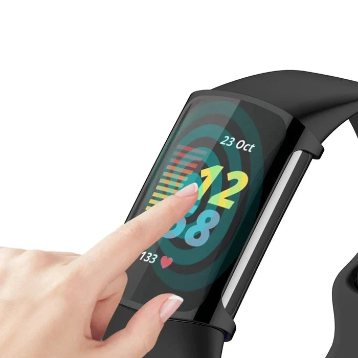 Habicare TWS protective case for Fitbit Charge 5, showing a sleek, durable cover with precise cutouts for access and protection.