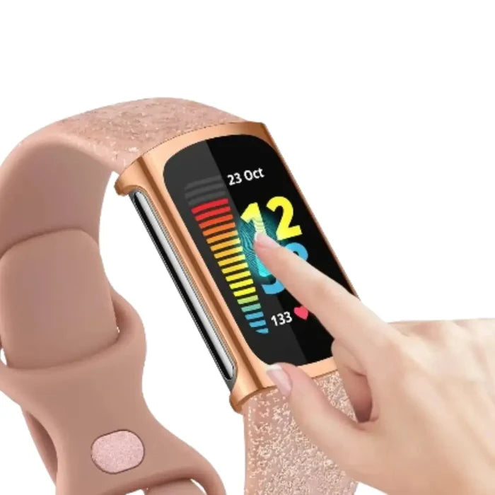 Habicare protective TWS case for Fitbit Charge 6, showing a sleek, durable black cover with precise cutouts for buttons and screen access.