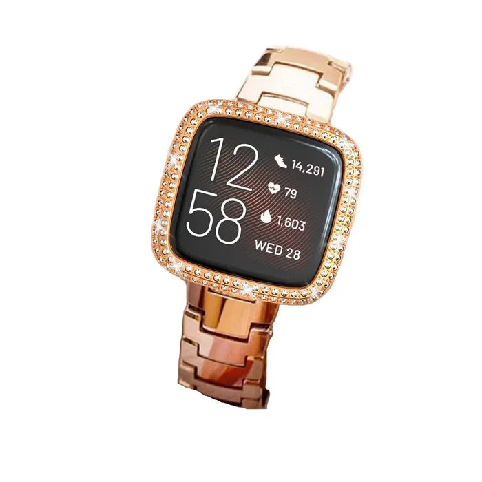 Habicare protective TWS case for Fitbit Versa 3, durable and snug-fitting silicone cover with precise cutouts, shown in black.