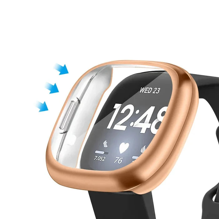 Habicare protective case for Fitbit Versa 4, TWS style, available in five colors, showcasing colorful, durable silicone covers.