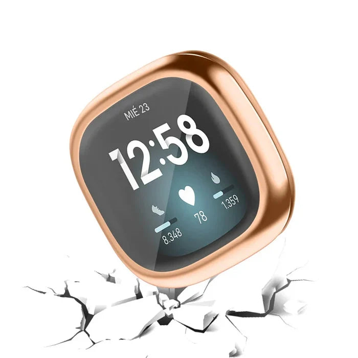 Habicare protective TWS case for Fitbit Versa 4 in five colors, showcasing colorful, durable covers for smartwatch protection.