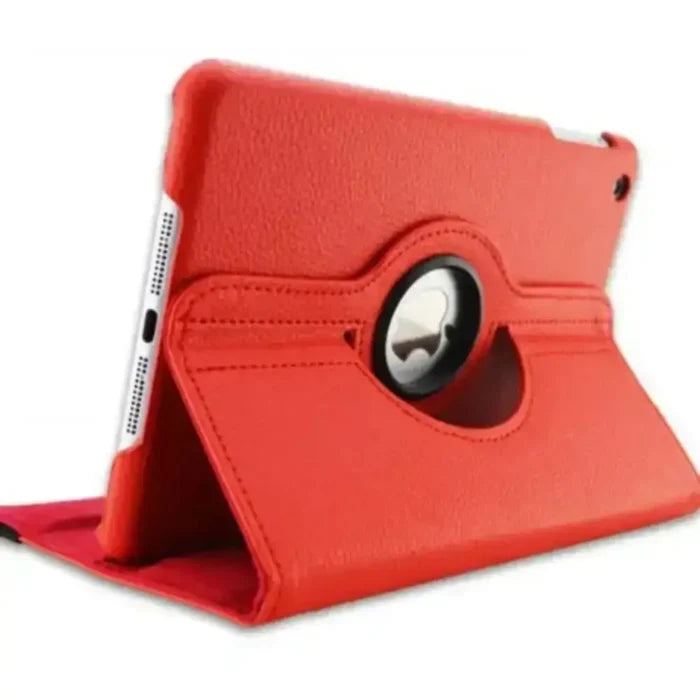 Red 9eight5 protective stand case for iPad series by Habicare, featuring a sturdy design and built-in stand functionality.