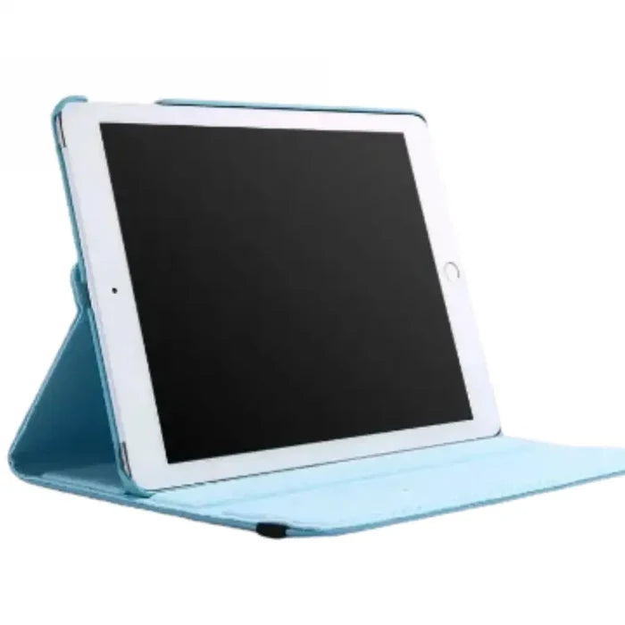 Sky blue 9eight5 protective stand case for iPad Series by Habicare, featuring a sturdy design and adjustable stand functionality.