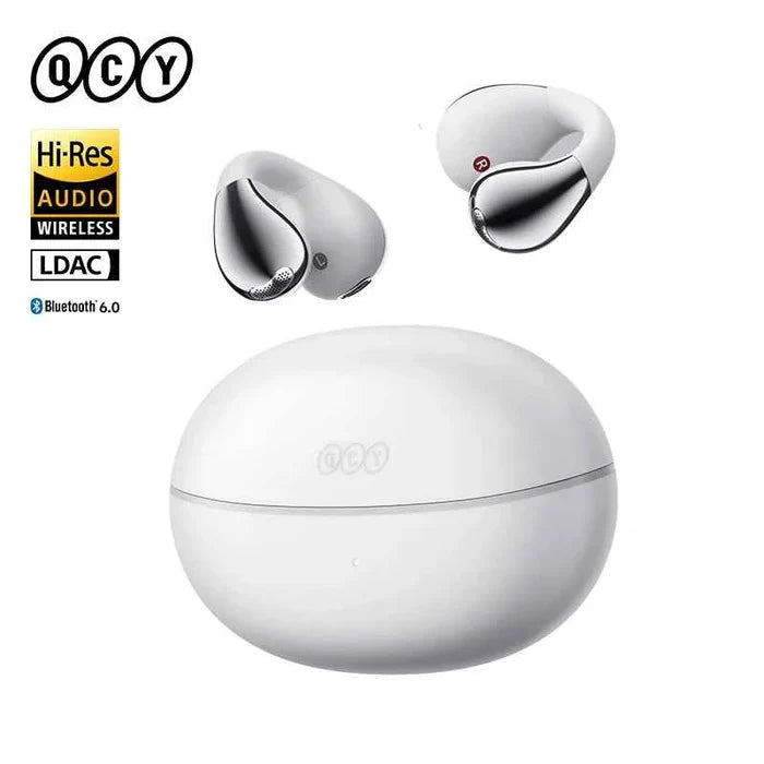 QCY C30S open ear Bluetooth headphones with LDAC technology, wireless design, and 40-hour playtime, shown in the image.