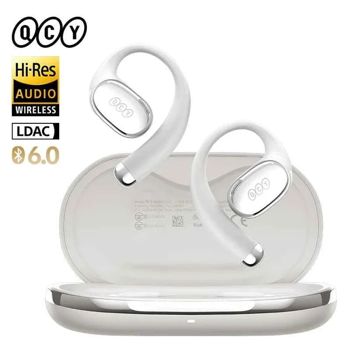 QCY Crossky R70 wireless open-ear headphones with Bluetooth 6.0, earhooks, bass boost, and high-resolution sound.