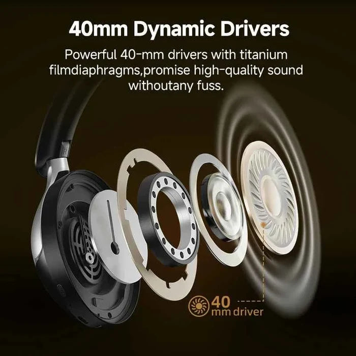QCY H3 PRO ANC Bluetooth headphones with noise cancelling, over-ear design, and 55-hour playback in black