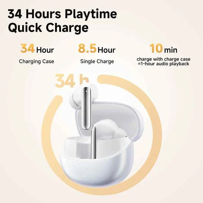 QCY MeloBuds Pro ANC earphones with 46dB hybrid noise cancellation, 6 microphones, Hi-Res LDAC, and 34-hour playtime
