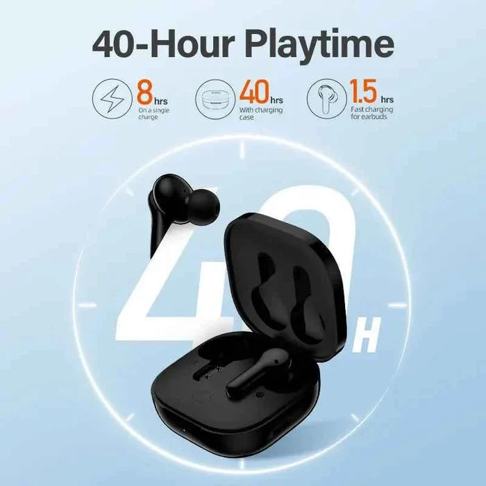 QCY T13 wireless in-ear headphones with sleek design and ergonomic earbuds, showcasing superior sound quality.