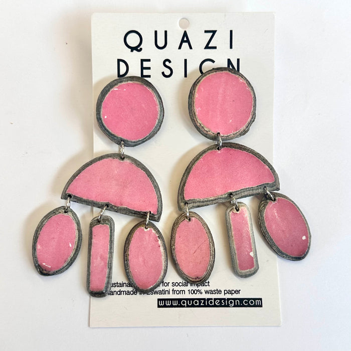 pink paper drop earrings