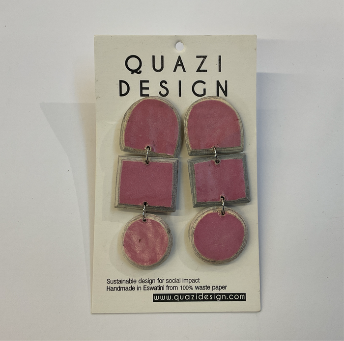 Quazi Design - Pink Paper Drop Earrings