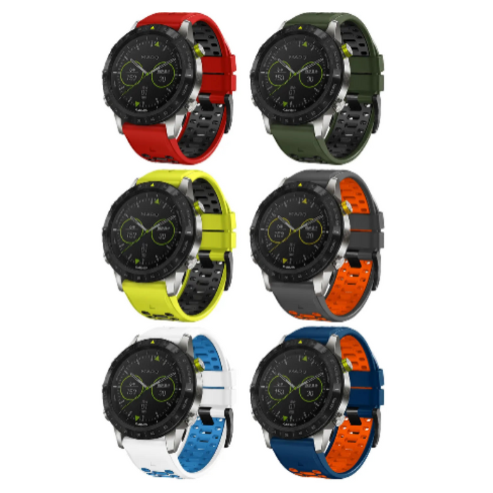 Habicare Quick Fit silicone strap for Garmin Fenix 8 (51mm), TWS style, shown in one of 12 available colors.