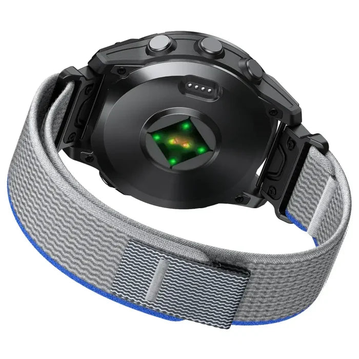 Habicare QuickFit nylon strap for Garmin Instinct and Fenix Series smartwatches, available in 2 sizes and 6 colors.