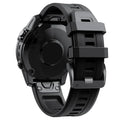 Habicare QuickFit silicone strap for Garmin Instinct 2, TWS style, available in 12 vibrant colors, shown on a smartwatch.