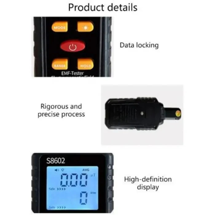 Habicare HBC radiation detector showing digital display and handheld design for measuring radiation levels.