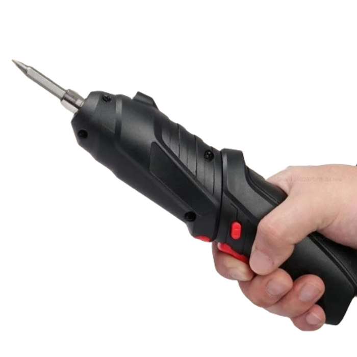 Habicare HBC rechargeable electric screwdriver set with multiple bits and ergonomic handle, ideal for DIY and home repair tasks.