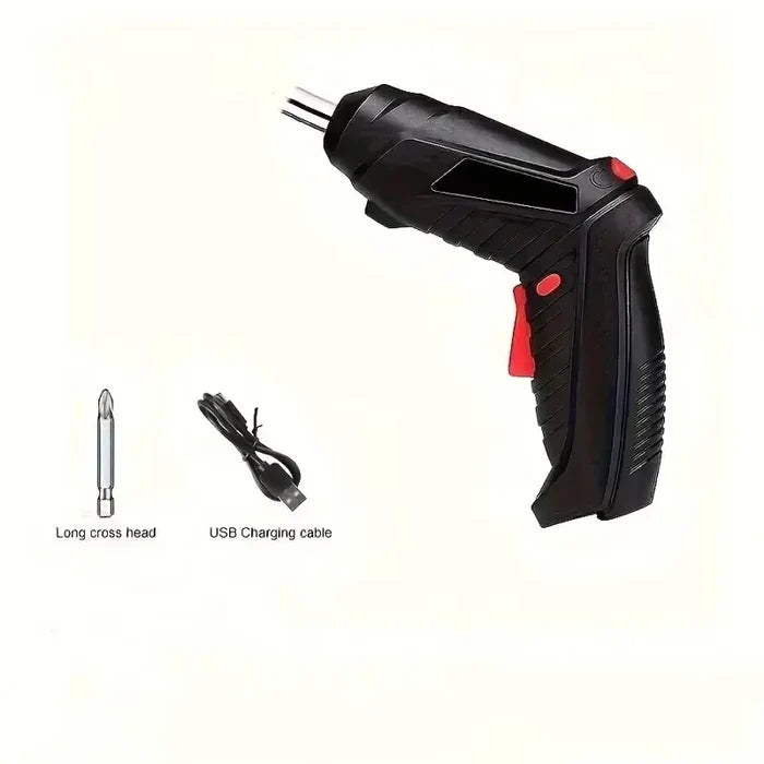 Habicare Rechargeable Electric Screwdriver Set with HBC brand, compact tool kit with multiple screwdriver bits and ergonomic handle.