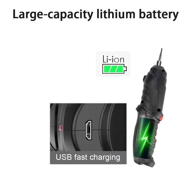 Habicare rechargeable electric screwdriver set with multiple bits, compact design, and ergonomic handle for versatile DIY use.