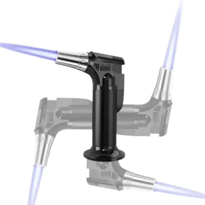 Habicare SS refillable butane gas lighter with adjustable flame, sleek design and ergonomic grip for easy lighting.