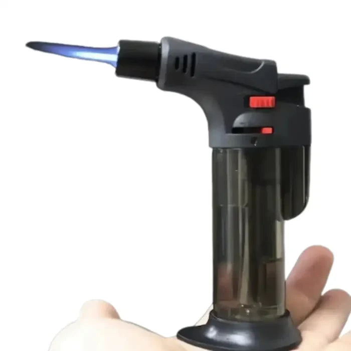 Habicare SS refillable butane gas lighter with adjustable flame, featuring a sleek design and easy refillability.