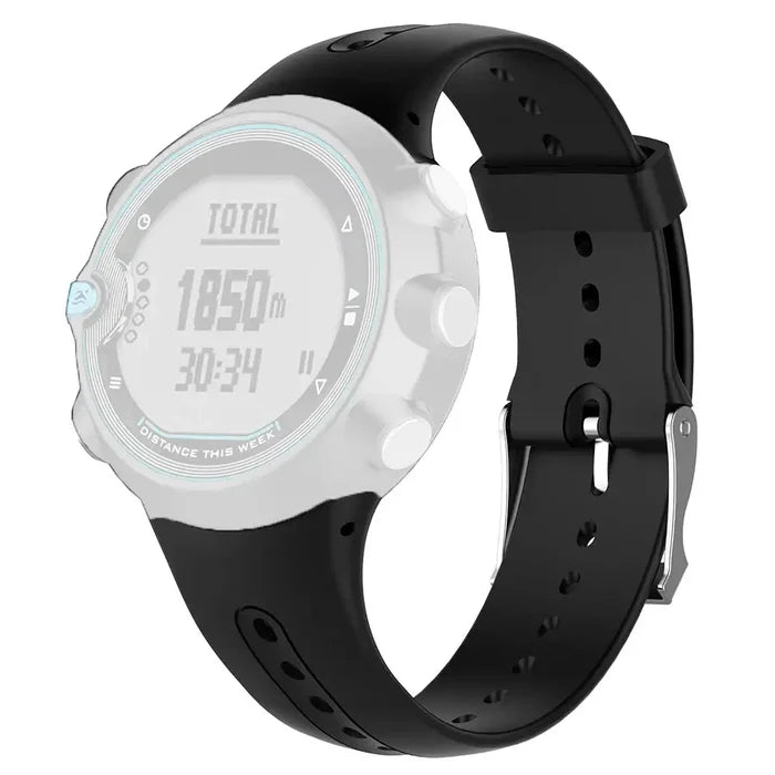 Black Habicare TWS replacement strap with tools for Garmin Swim smartwatch, showing the strap and small repair tools in the image.
