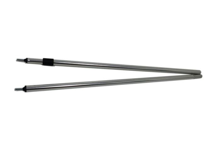 Adjustable aluminum tent poles, silver color, lightweight and durable for outdoor use.