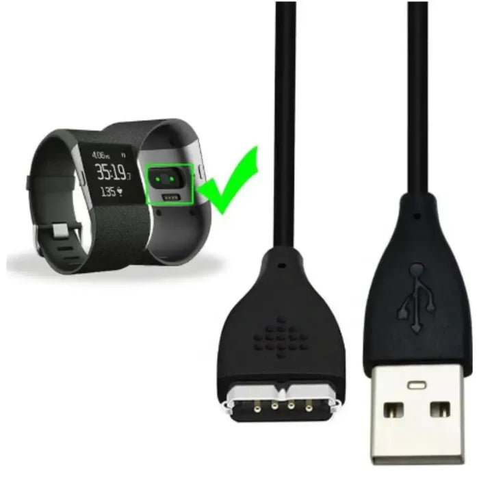 Habicare TWS replacement USB charger for Fitbit Surge, 100cm cable, compatible with Fitbit Surge fitness tracker.