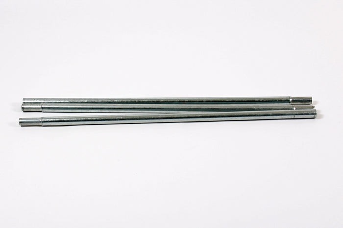Set of three durable zinc-coated metal poles, designed for outdoor use and easy assembly.