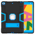 Black and blue 9eight5 Rugged Case for iPad Series by Habicare, showing durable protective design with reinforced edges.