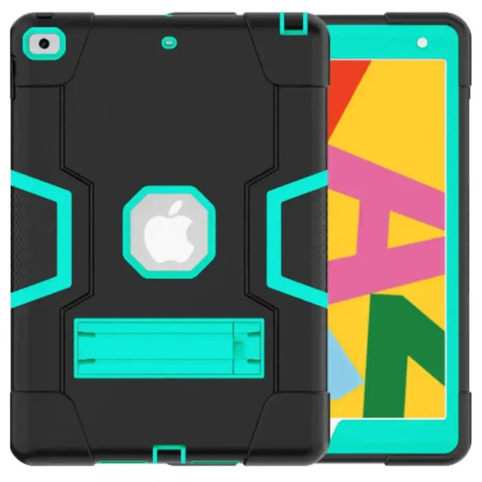 Habicare 9eight5 rugged iPad case in black and mint green with protective design and textured surface.
