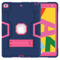 Habicare 9eight5 rugged iPad case in navy and rose red with reinforced edges and secure grip for durable protection.