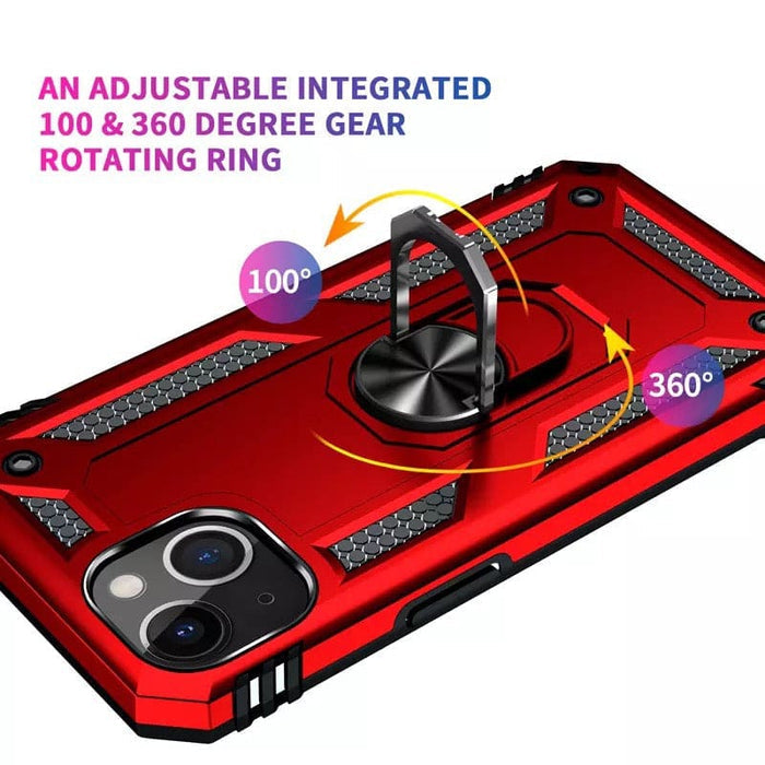 Black rugged case for iPhone 14 Pro (6.1 inch) by 9eight5, showing protective design with textured grip and precise camera cutout.