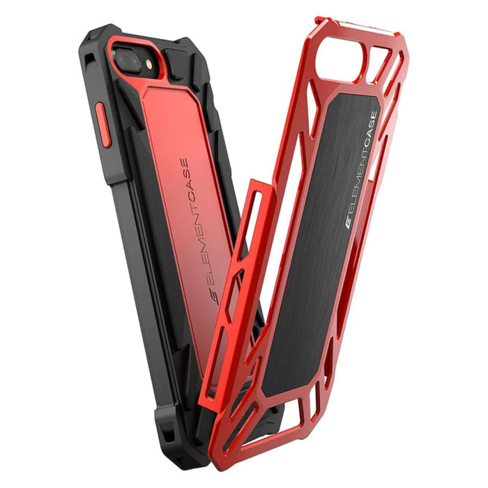 Red Rugged 9eight5 phone case for iPhone 7 and 8, featuring durable protection and textured grip design.