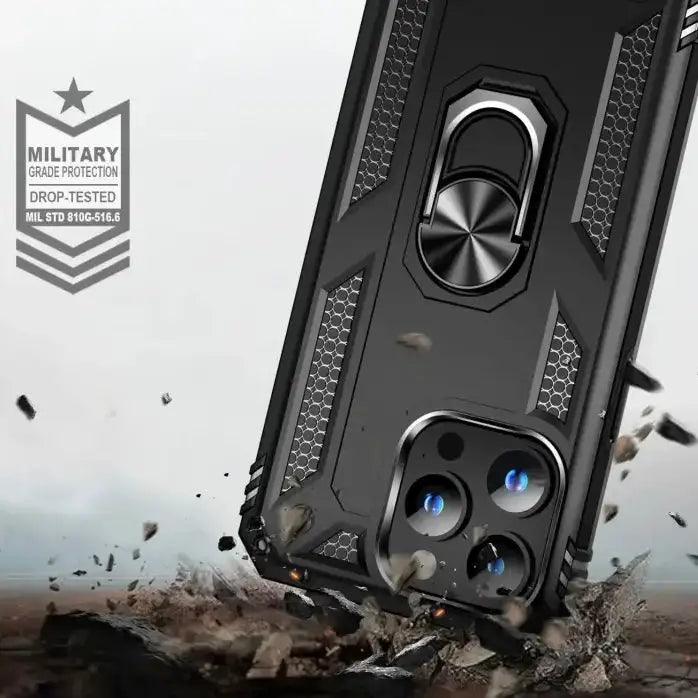 Habicare 9eight5 rugged iPhone case for iPhone 13 to 15 series, available in multiple colors, with textured protective design.
