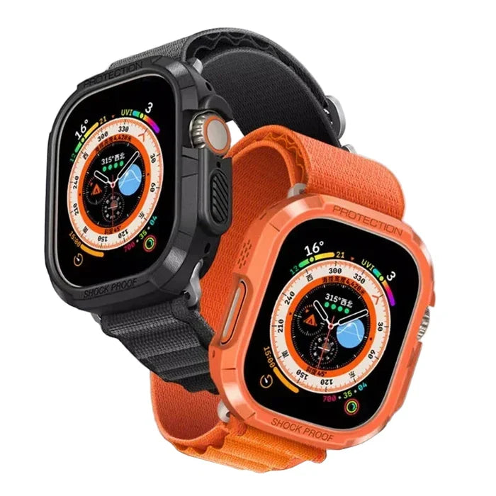 Habicare Rugged Watch Case for Apple Watch 10 42mm Series TWS, protective black case displayed on a smartwatch.