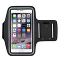 Black 9eight5 running armband for phone cases, designed to hold smartphones securely during exercise or running activities.