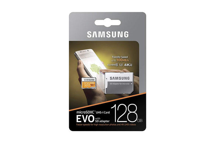 Samsung 100MB/s (U3) MicroSD EVO Memory Card with Adapter 128 GB MB-MP128GA/AM
