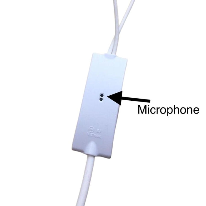 Samsung earphones from 9eight5, close-up view showing in-ear design with cable and inline remote for phone and tablet use.