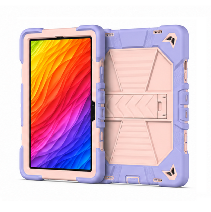 Pink Samsung Galaxy Tab A9 rugged shockproof case with kickstand, protective and durable for tablets.