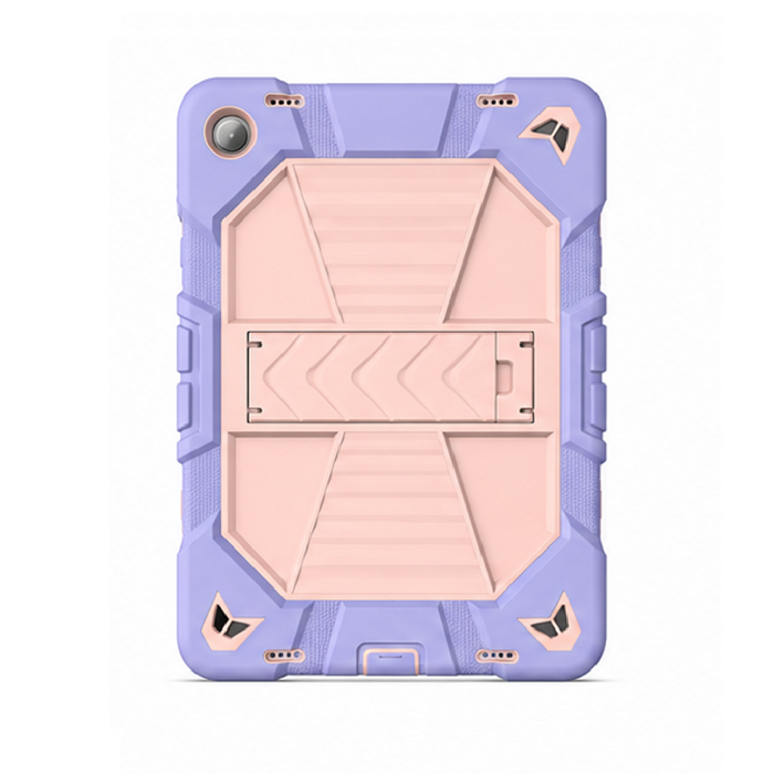 Pink Samsung Galaxy Tab A9 rugged shockproof case with kickstand, durable protective cover by TechPlus.