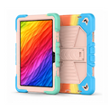 Samsung Galaxy Tab A9 rugged shockproof case with rainbow colors and kickstand by TechPlus, showing the vibrant protective design.