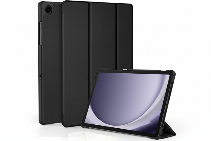 TechPlus Samsung Galaxy Tab A9 tri-fold protective case with shockproof design, slim stand cover, and durable material.