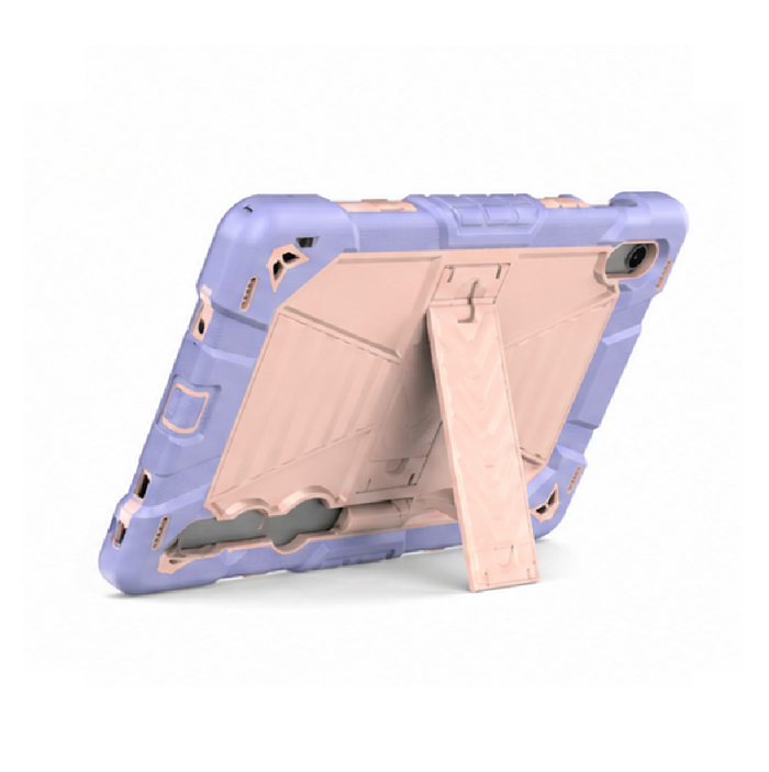 Techplus Samsung Galaxy Tab S8 rugged shockproof case with kickstand, showing durable design and built-in stand for hands-free viewing.