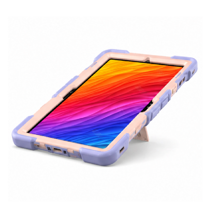 Techplus Samsung Galaxy Tab S8 rugged shockproof case with built-in kickstand, black protective cover for tablet durability.