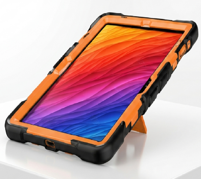 TechPlus Samsung Galaxy Tab S9 FE rugged shockproof case with built-in kickstand, durable protective cover for tablet.