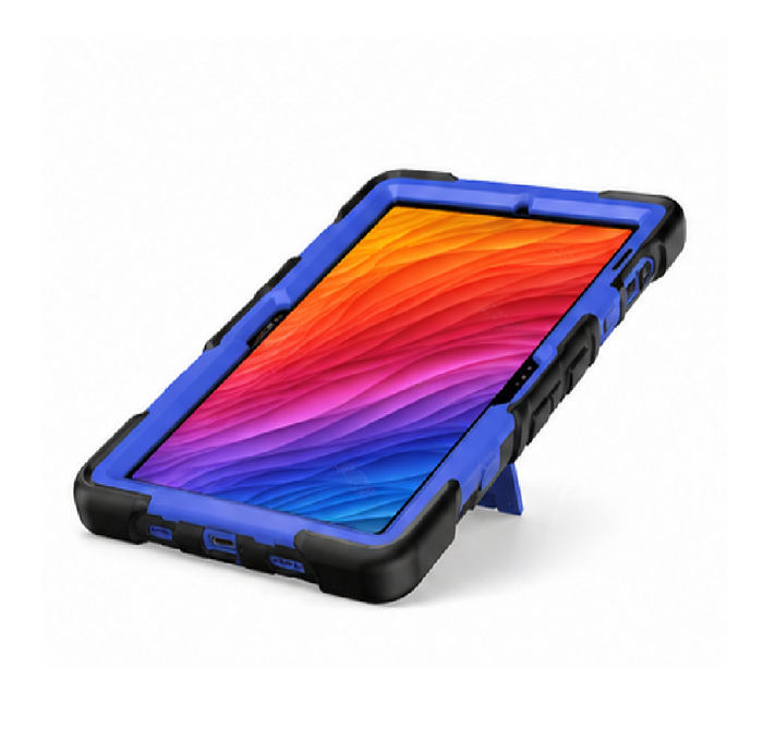 Samsung Galaxy Tab S9 rugged shockproof case with kickstand in blue, designed by TechPlus for protection and convenience.