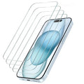 Habicare 9eight5 tempered glass screen protectors for iPhone, pack of 4, showcasing clear, durable protective film on device screens.