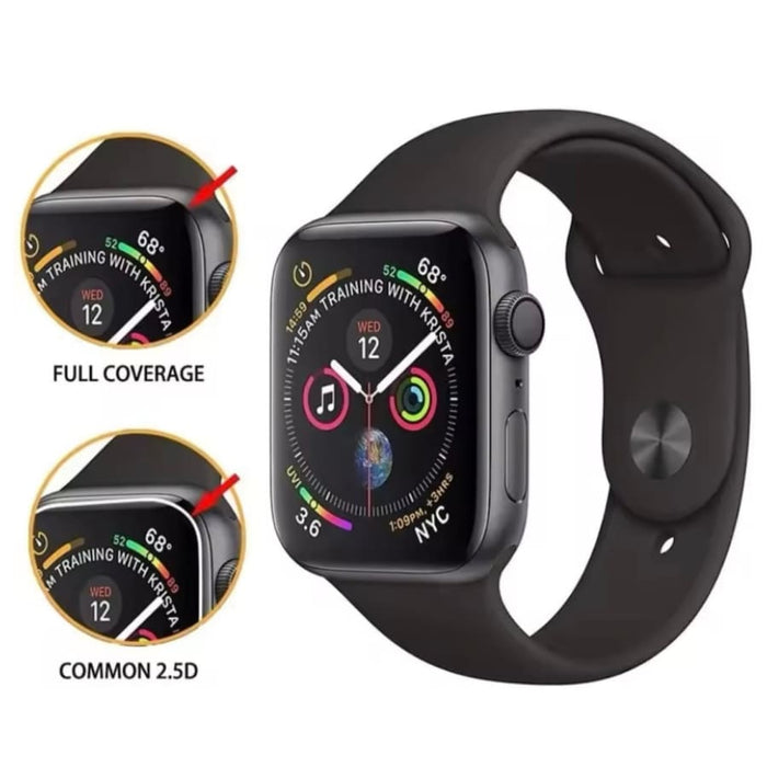 Black Apple Watch Series 10 42mm screen protectors, pack of 2, designed to shield the watch display from scratches and damage.
