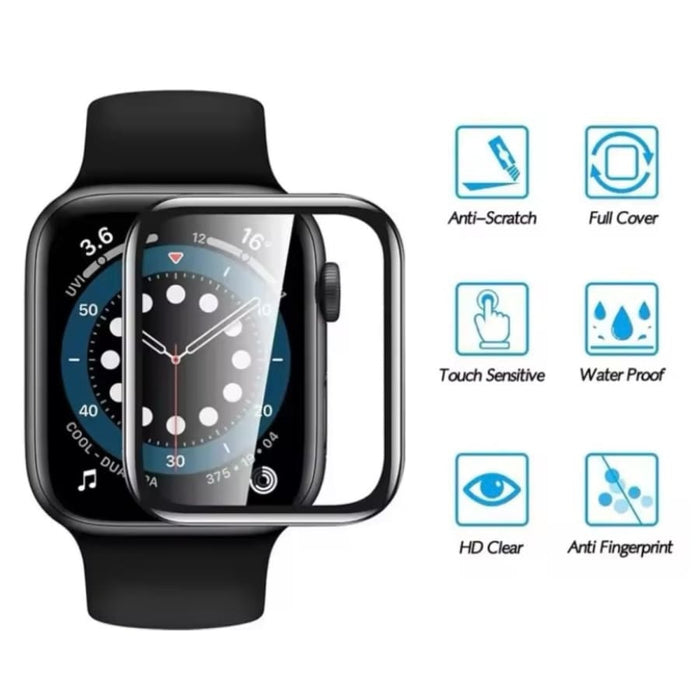 Black Apple Watch Series 10 42mm screen protectors, pack of 2, designed to shield the watch display from scratches and impacts.